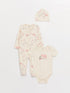 LC Waikiki Crew Neck Printed Baby Girl 3-Piece Set